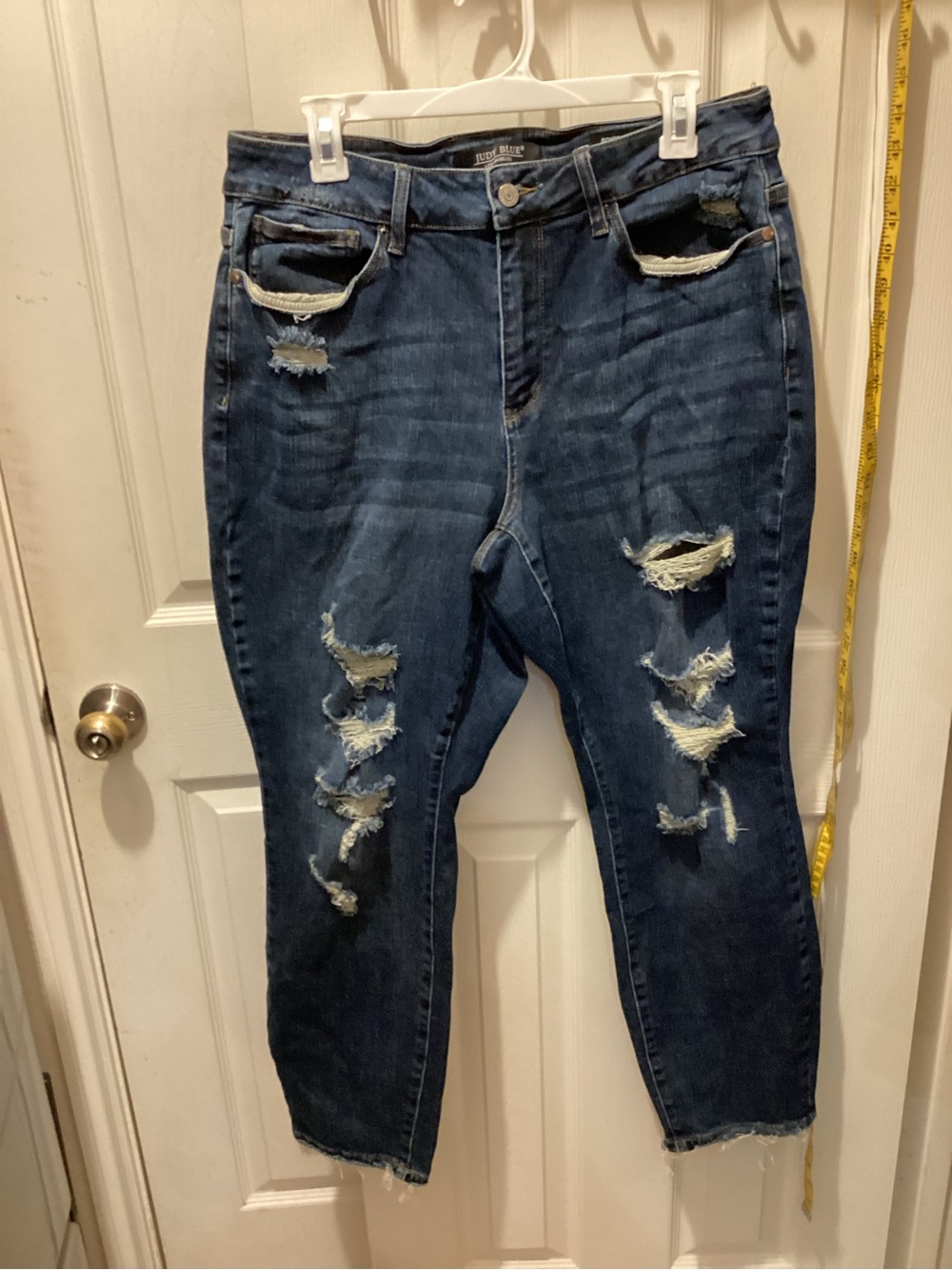 Judy Blue Dark Indigo Distressed Boyfriend Jeans